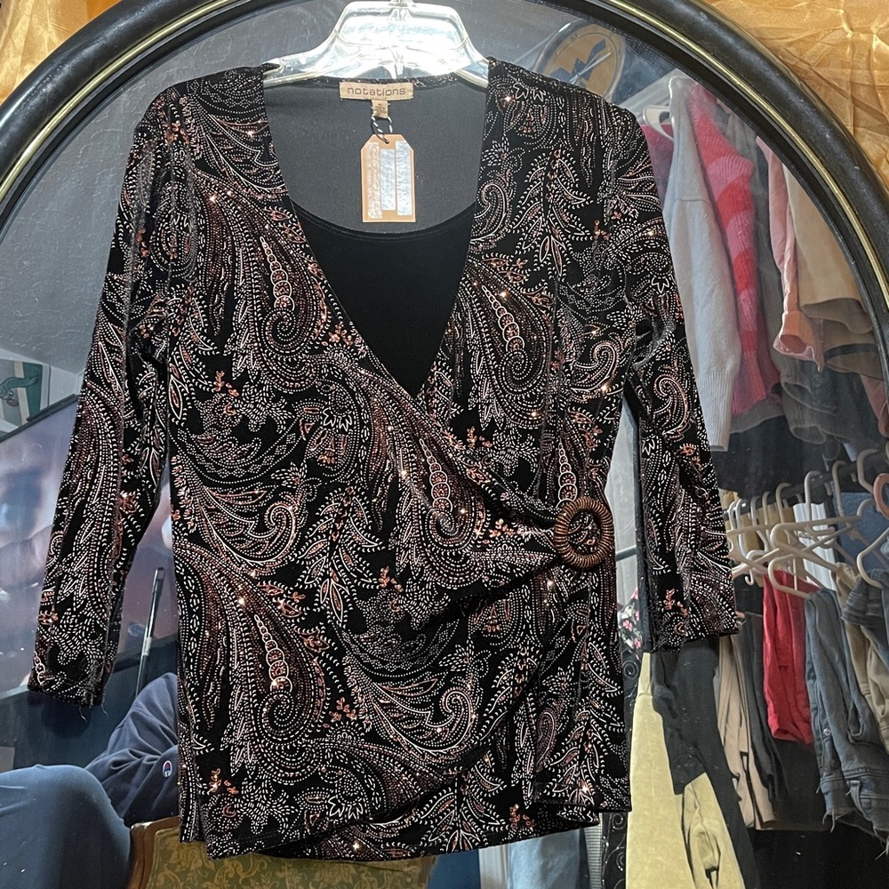 Vintage Notations Size Medium Glittery Blouse